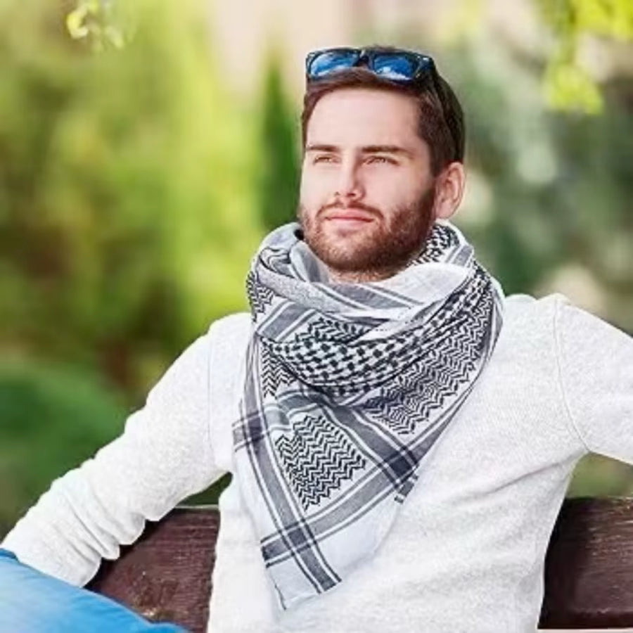 Arab Men Square Keffiyeh Shemagh Scarves Muslim Men'S Head Scarf Middle Eastern Shawl Islamic Clothing Male Hijab Turban